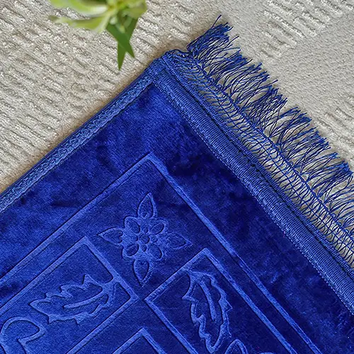 Comfort Janamaz - Premium Velvet Quilted Prayer Mat - Color Blue